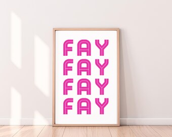 Fayetteville Arkansas Print: Pink & White Dorm Decor (Digital Download)