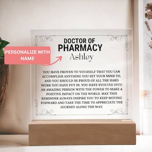Personalized Doctor of Pharmacy Gift, Custom Pharmacist gift, PharmD graduation Gift, Pharmacy Technician Keepsake Birthday Christmas Gift