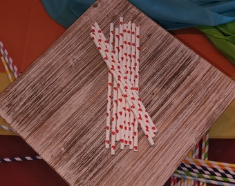 Red Heart Paper Party Straws