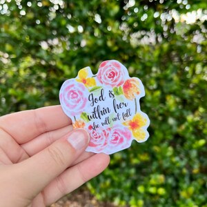 God Is Within Her Sticker, Christian Quote Sticker, Scripture Sticker, Faith Sticker, Bible Journaling, Water bottle Laptop Sticker