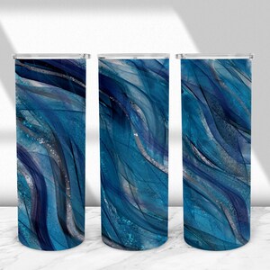 Blue Shimmer 20oz Skinny Tumbler Design / Sublimation Design / Shimmer Glitter Digital Design / PNG Design / Tumbler Sublimation Design