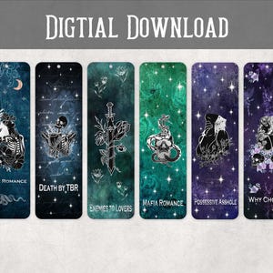 Dark Romance Bookmark Bundle 6 Pack | BookTok Reader Designs PNG for Sublimation Printing