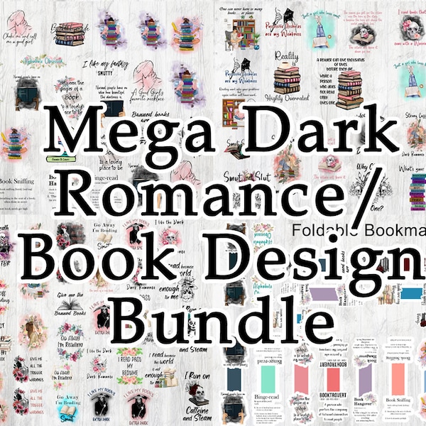 Mega Book Design Bundle | Mega Dark Romance Design Bundle | Sublimation Designs | Reading Design Bundle