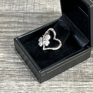 925 Sterling Silver Cubic Zirconia Butterfly Earring and Size 7.5 Ring