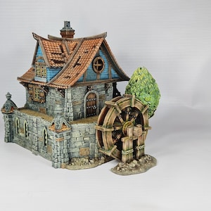 3D Printed Medieval Watermill House Terrain for 28mm Tabletop Games
