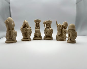 3D printed HexChess Legends Tiny Knights vs Ogres - Chibi Style