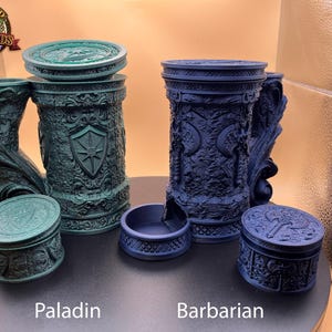 3D Printed DnD Class Tankard: Dice Tower, Can & Dice Holder