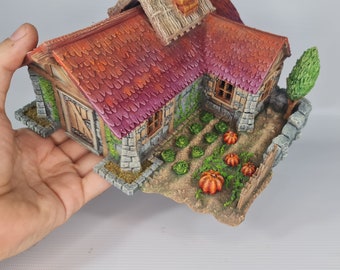 3D Printed Pumpkin Cottage 28mm SCALE Tabletop Terrain for DD or RPG Games