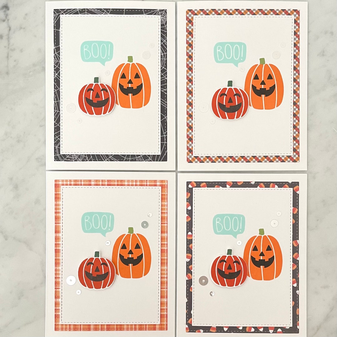 Cute Halloween Cards With Envelopes, Set of 4 Handmade Jack O' Lantern ...