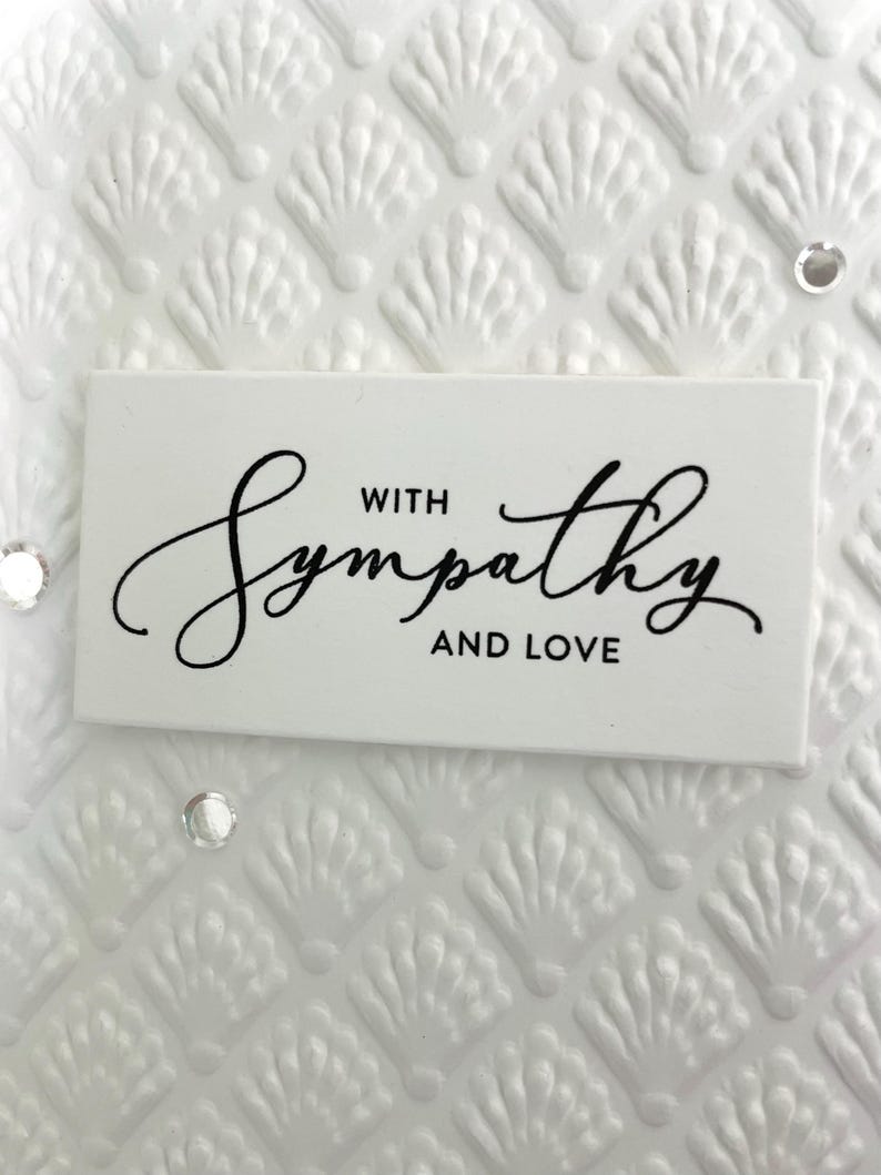 All White Sympathy Card: Handmade Embossed Shell Pattern, Elegant ...