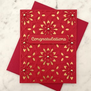 Red Gold Wedding Card Handmade, Layered Greeting, Good Luck, Asian Congratulations, Celebration, Engagement, Baby Red Egg Ginger, Unique, 3D