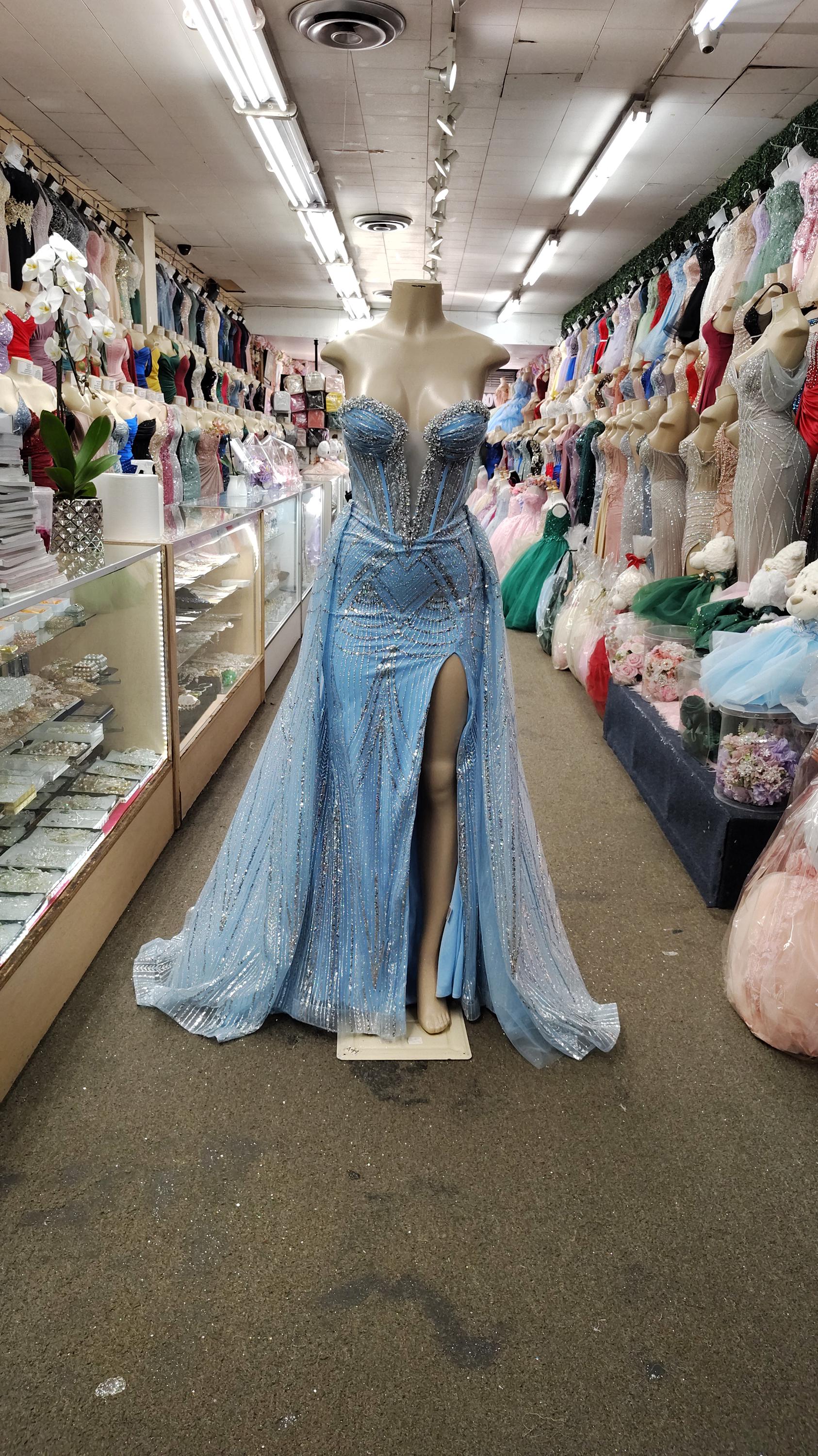 open lace back dress Glitter Print Strapless Overskirt Gown by GLS Gloria GL3156 – ABC Fashion main image 1