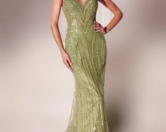 Sequin strapless fitted gown