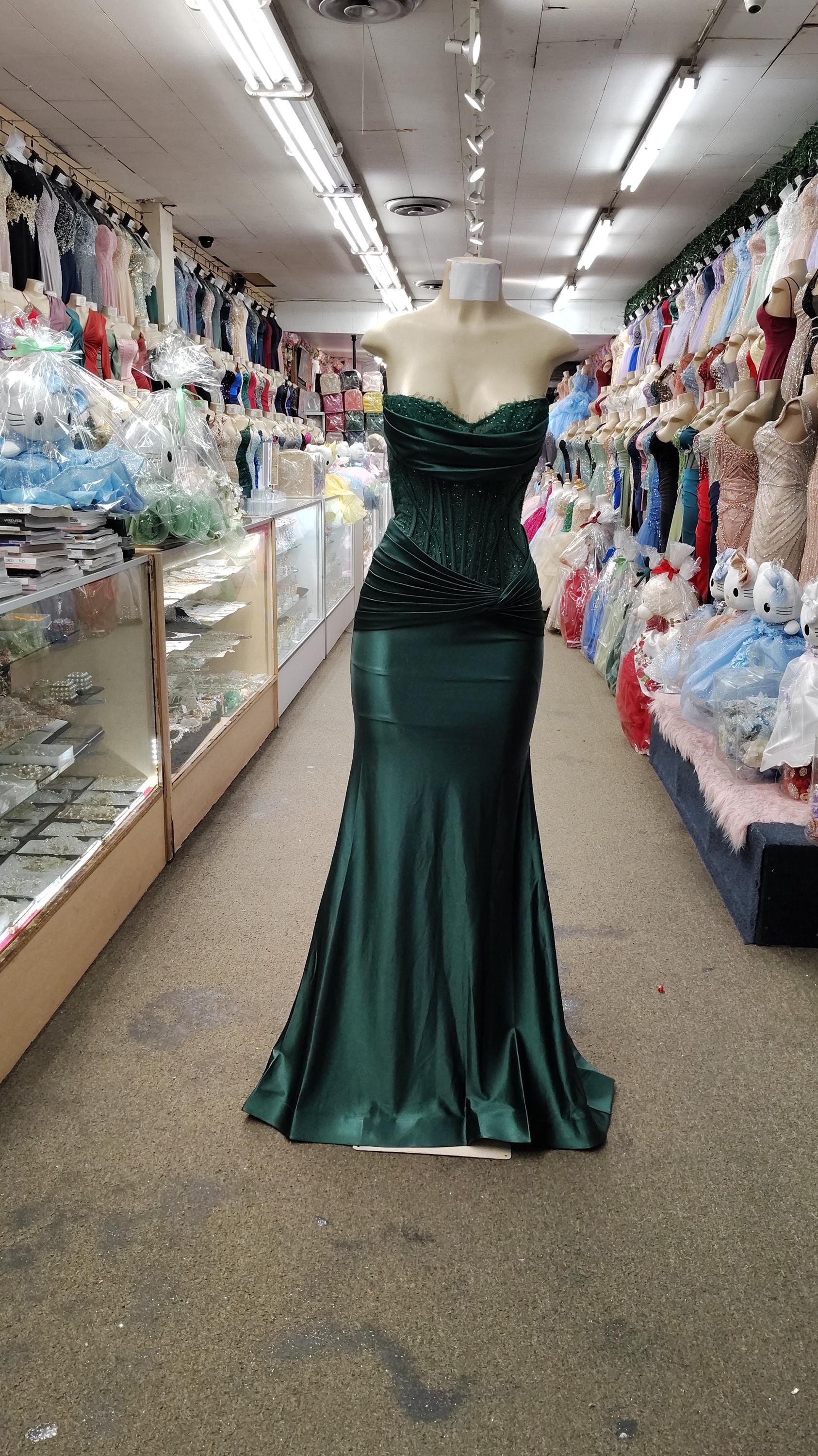 women's plus size mint green dress Satin Strapless Stretch Fitted Gown – Tux-USA® main image 1