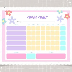 Printable Chore Chart Planner for Kids – Weekly Household Organizer | Family Chore Schedule | Routine Tracker | Instant Download