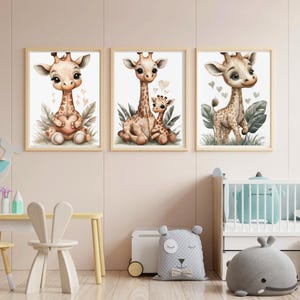Cartoon Animal Nursery wall art, gender neutral nursery, neutral nursery, baby room decor, Giraffe, animal prints