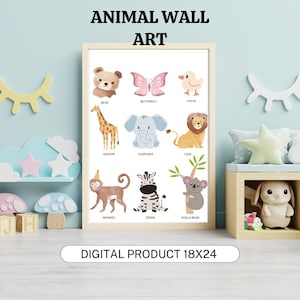 Kids Animal Wall Art Prints – Jungle, Safari, Zoo & Woodland Nursery Decor