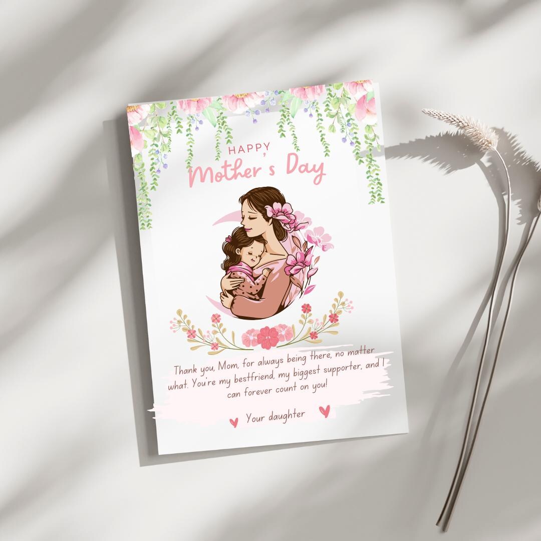 Printable Mother’s Day Card – DIY Card for Mom – Cute Mothers Day Gift ...