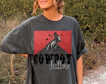 Cowboy Killer Shirt Western Graphic Print Tee Skeleton Cowboy Nashville Country Concert Tee Rodeo Shirt Midwest Shirt Boho Western Shirt