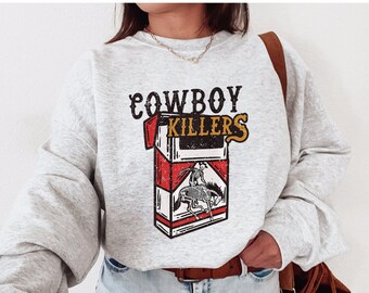 Cowboy Killer Sweatshirt Western Graphic Print Hoodie Nashville Country Concert Pullover Oversized Retro Cowboy Shirt Retro Rodeo Sweatshirt