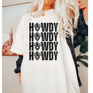 Howdy Western Graphic Comfort Colors Tee Shirt Dress Bull Skull Tee Oversized Country Concert T-Shirt Vintage Cowboy Nashville Rodeo Shirt