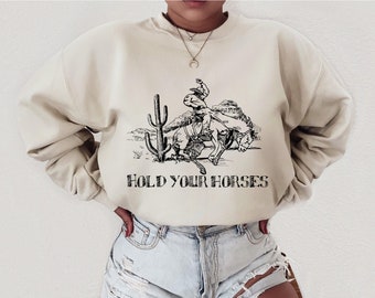 Sudadera con capucha de chica de granja, sudadera campestre, cuello redondo estilo western, ropa western, ropa de moda, sudadera de concierto country, camiseta "Howdy"