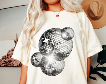 Disco Ball Tshirt Comfort Colors Mirrorball Tee Last Disco Retro Shirt Groovy Disco Bachelorette Party Tee Oversized Retro Women's Club Tee