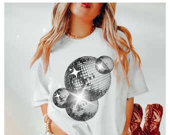 Disco Ball Tshirt Comfort Colors Mirrorball Tee Last Disco Retro Shirt Groovy Disco Bachelorette Party Tee Oversized Retro Women's Club Tee