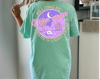 Comfort Colors Neon Moon Trendy Western Tee Shirt Dress, Western Cowgirl Tee, Cowgirl Gifts, Oversized Boho Tee, Retro Women's Western Shirt