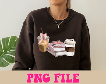Buchliebhaber Png, Kokette Bücher, Rosa Schleife Png, Kaffee Liebhaber Png, Bücherwurm Png, Bücher und Kaffee Png
