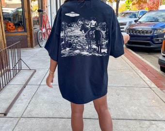 Cowboy Ufo Comfort Colors Tshirt, Desert Cowgirl Tee, Space Cowboy Tee Comfort Colors Western Tshirt Dress, Retro Rodeo Shirt, Wild West Tee