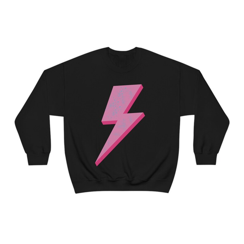 Preppy Lightning Bolt Oversized Women's Sweatshirt Trendy Lighting Bolt Graphic Print Crewneck, Retro Sweatshirt, VSCO Coconut Girl Shirt image 5