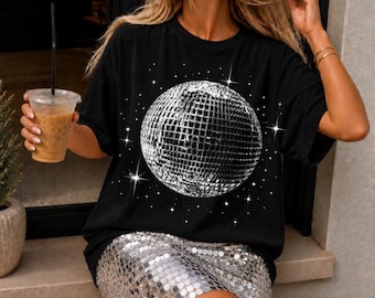 Camiseta Disco Ball Comfort Colors, Camiseta Retro Mirrorball, Conjunto para concierto pop, Camiseta gráfica de los 90, Camiseta para despedida de soltera, Camiseta femenina Disco Ball