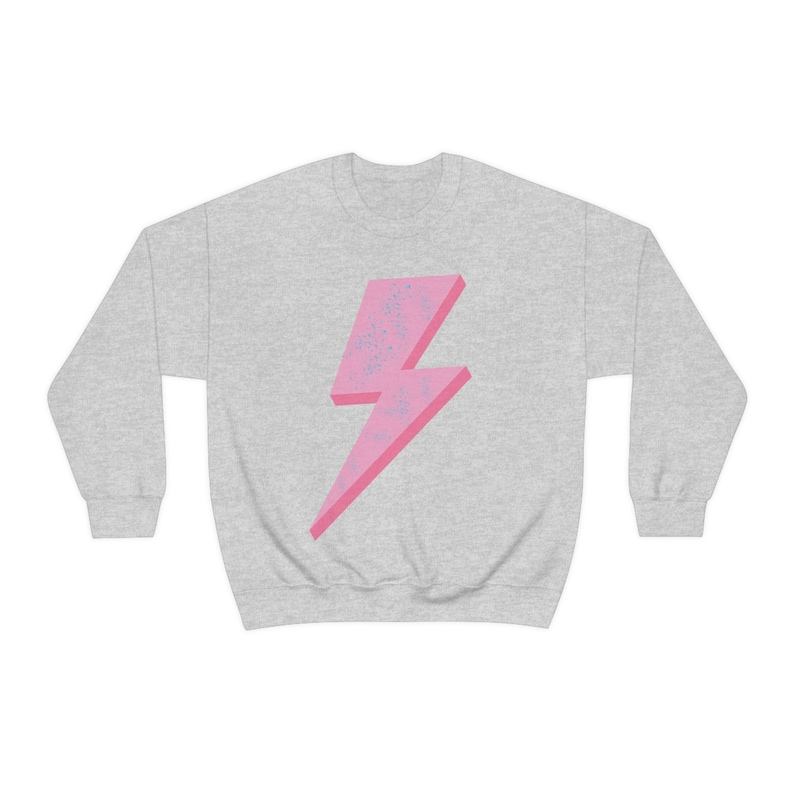 Preppy Lightning Bolt Oversized Women's Sweatshirt Trendy Lighting Bolt Graphic Print Crewneck, Retro Sweatshirt, VSCO Coconut Girl Shirt image 4