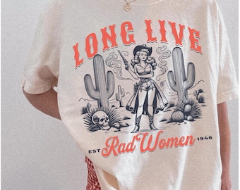 Long Live Rad Women T-Shirt, Retro Style Feminism Tee,  Boho Comfort Colors Tee Feminist Girl Power Shirt, Vintage Graphic T-shirt Dress