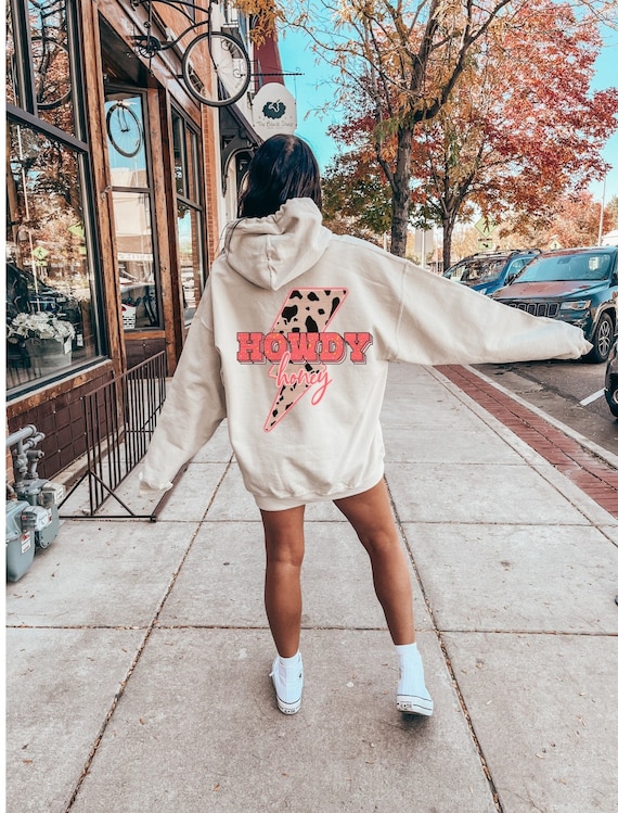 Howdy Sweatshirt Country Crewneck Y2K Lightning Bolt Leopard Print 