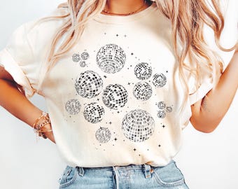 Disco Ball Tshirt Comfort Colors Mirrorball Tee Last Disco Retro Shirt Groovy Disco Bachelorette Party Tee Oversized Retro Women's Club Tee