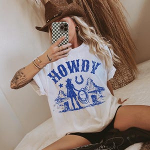Howdy Western Graphic T-Shirt, Comfort Colors Vintage Cowboy Tee, Vintage Western Shirt, Cowboy Boots Shirt, Womens Western Cowgirl Shirt