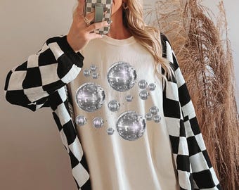 Comfort Colors Disco Ball Shirt,  Mirrorball Tee, Brides Last Disco Retro Tee, Mirrorball Graphic Tee, Bach Party Tee Retro Women's Club Tee
