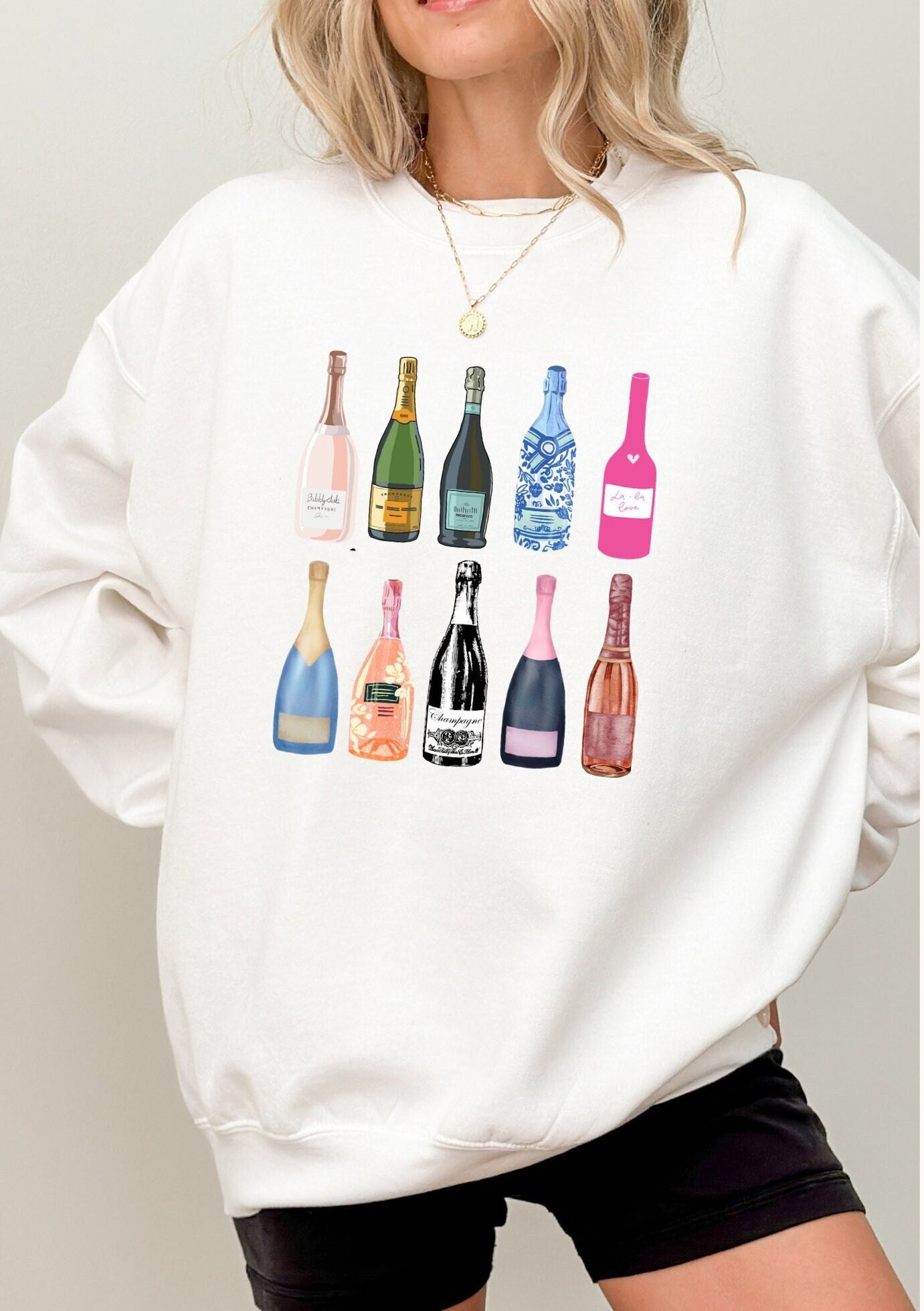 Champagne Sweatshirt, Vintage Champagne Crewneck, Yes Way Rose