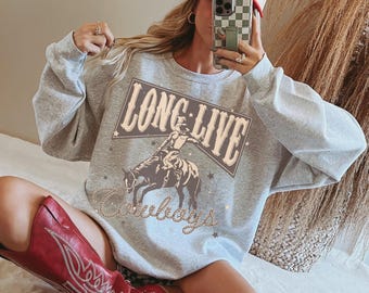 Retro Cowboy Sweatshirt Trendy Cowgirl Country Concert Crewneck Cute Western Sweatshirt Nashville Cowgirl Crewneck Vintage Country Girl Tee