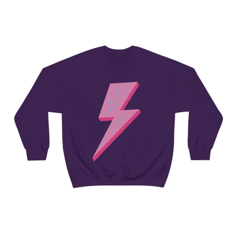 Preppy Lightning Bolt Oversized Women's Sweatshirt Trendy Lighting Bolt Graphic Print Crewneck, Retro Sweatshirt, VSCO Coconut Girl Shirt image 6