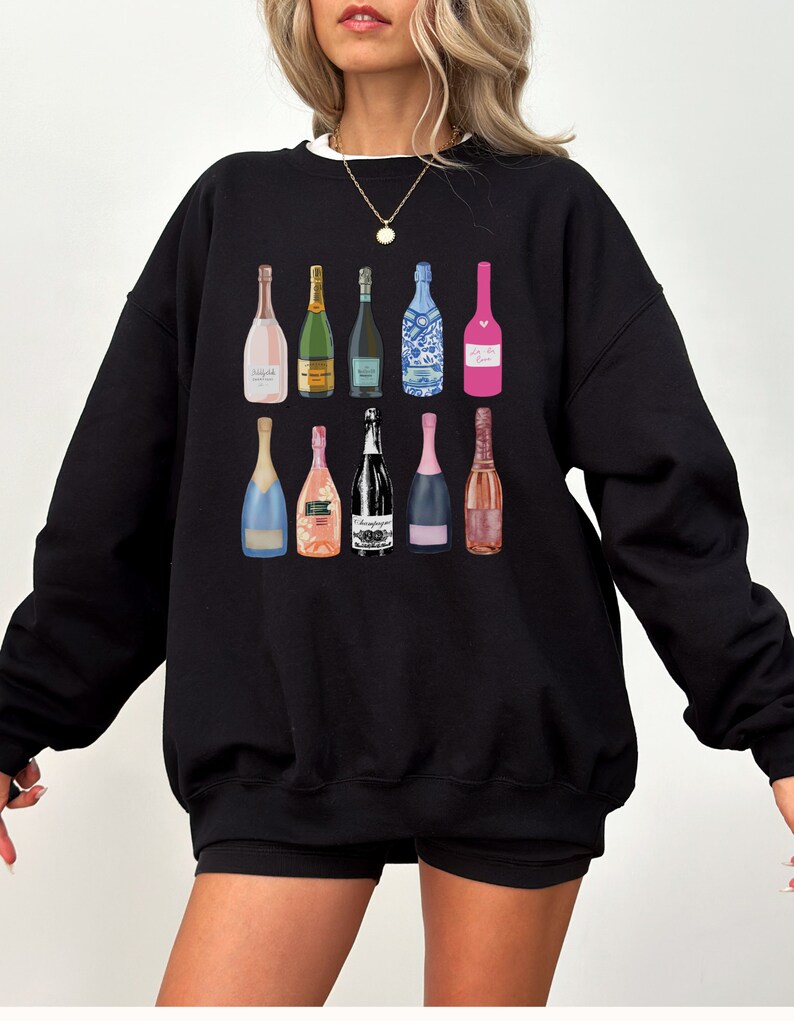 Champagne Print Pattern Women Off Shoulder Sweatshirt