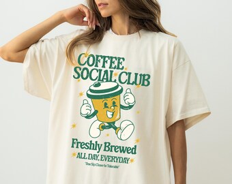 Coffee Club Shirt, Comfort Colors Coffee Lover Tee, Retro Coffee Shirt,  Distressed Coffee Club Tshirt, Coffee Aesthetic, Foodie Shirt