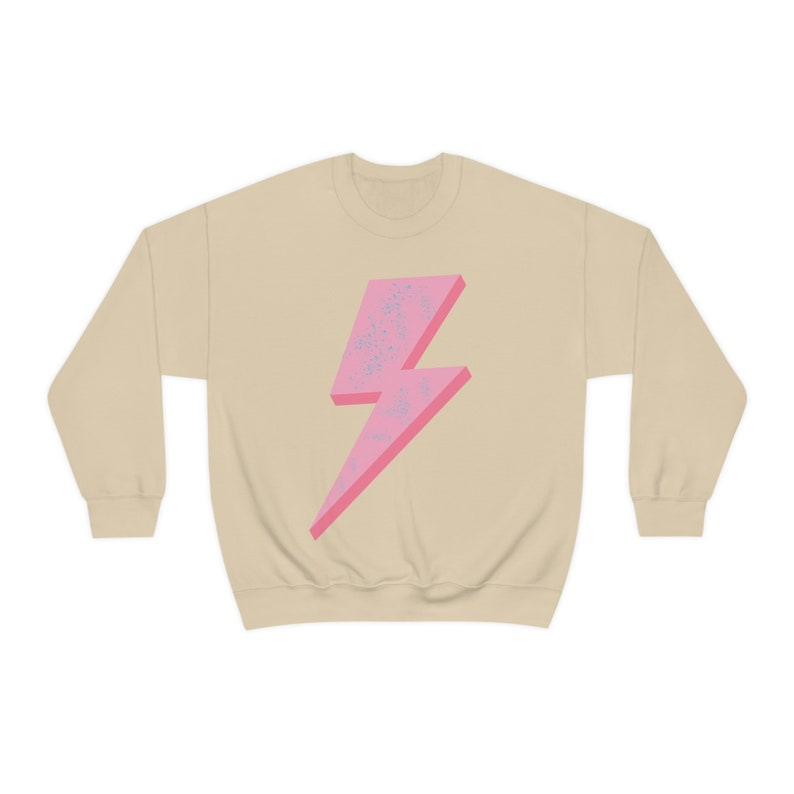 Preppy Lightning Bolt Oversized Women's Sweatshirt Trendy Lighting Bolt Graphic Print Crewneck, Retro Sweatshirt, VSCO Coconut Girl Shirt image 7