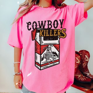 Comfort Colours Cowboy Killers Western Graphic Tee Shirt Oversized Country Concert T-Shirt Dress vintage Cowboy Boots Nashville Rodeo Shirt image 5