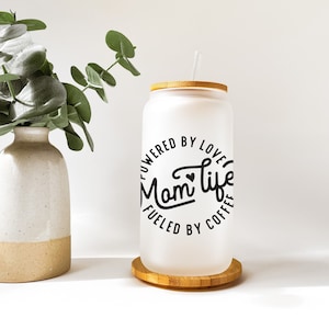 Mom Life Glass Can, 16oz Mom Glass Can, Mother's Day Gift, Iced Coffee Tumbler, Personalized Mother's Gift, Mother Birthday Gift