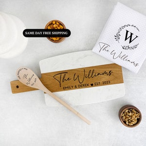 Personalized Marble Wood Cutting Board, Personalized Cutting Board, Wedding/Engagement Gift,Housewarming Gift, Engraved Cheese Board