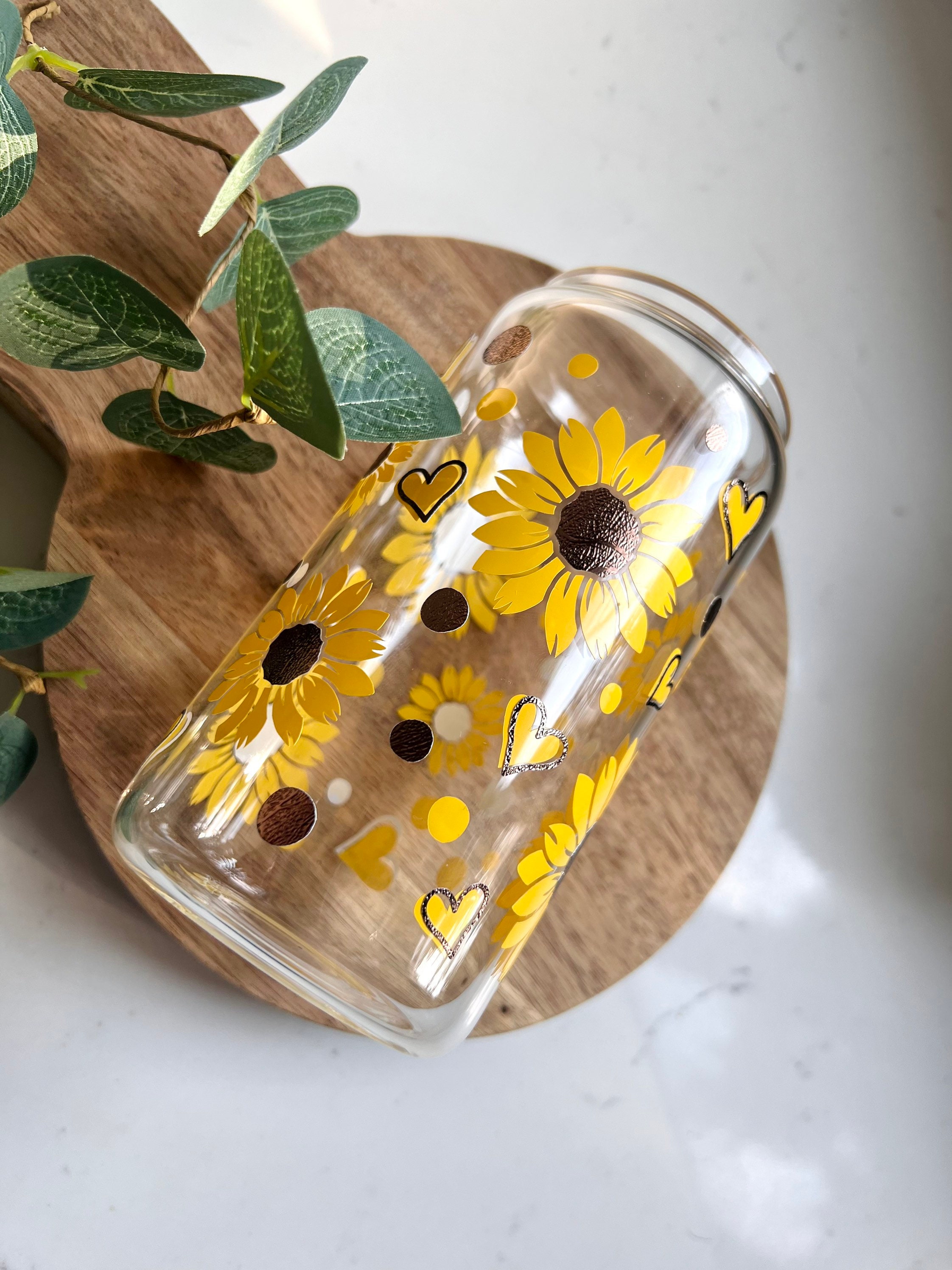 Sunflower Beer Can Glass 16oz Personalized Libbey Glass Etsy