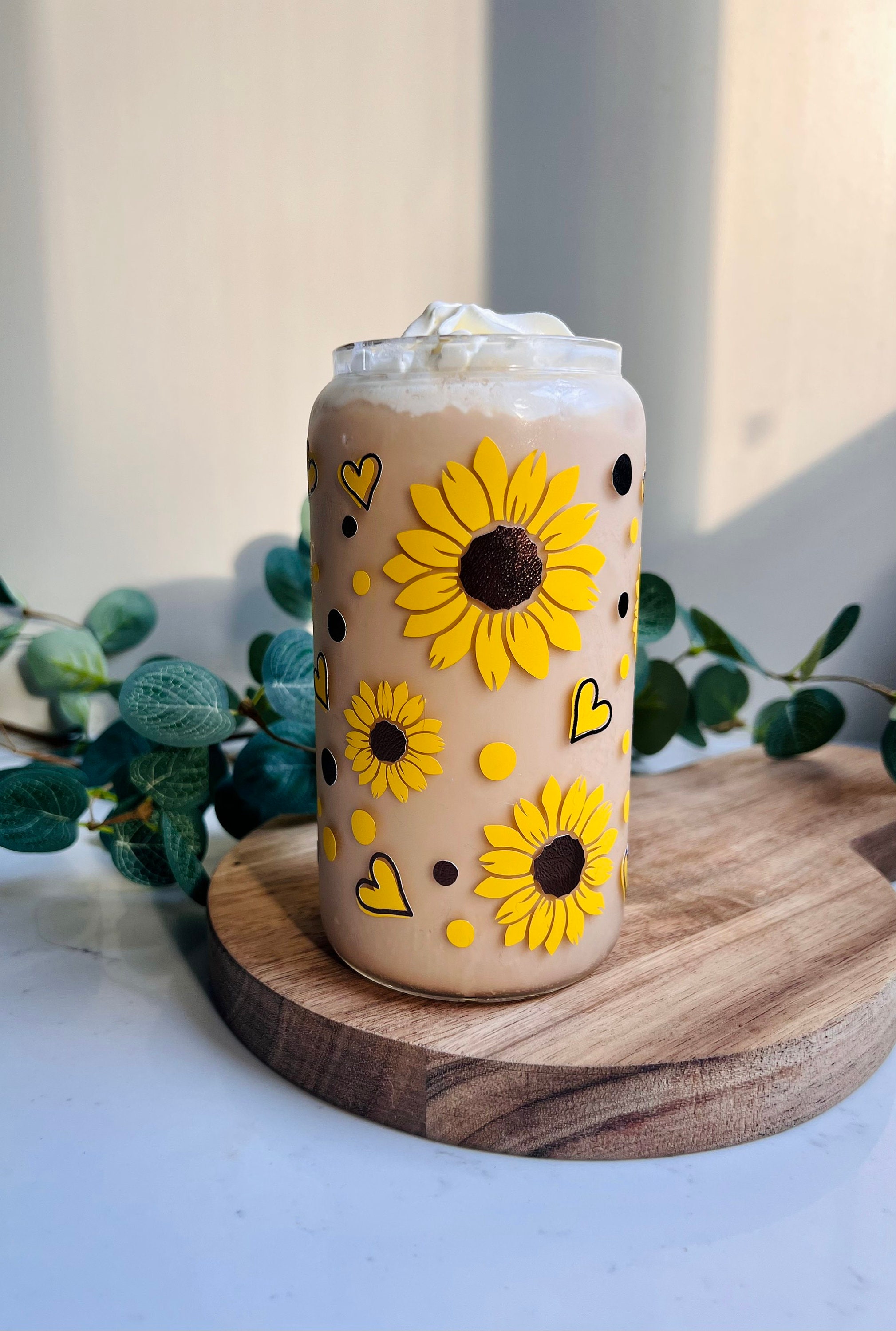Sunflower Beer Can Glass 16oz Personalized Libbey Glass Etsy